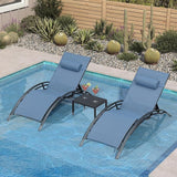 PURPLE LEAF Patio Oversized Chaise Lounge Chair Set with Side Table Pool Adjustable Recliner Chairs for Outside Beach - Photo 1