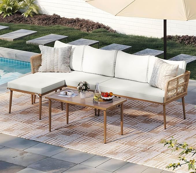 DWVO 6 Pieces Patio Furniture Set, L Couch Outdoor with Coffee Table&Washable Cushions - Photo 1