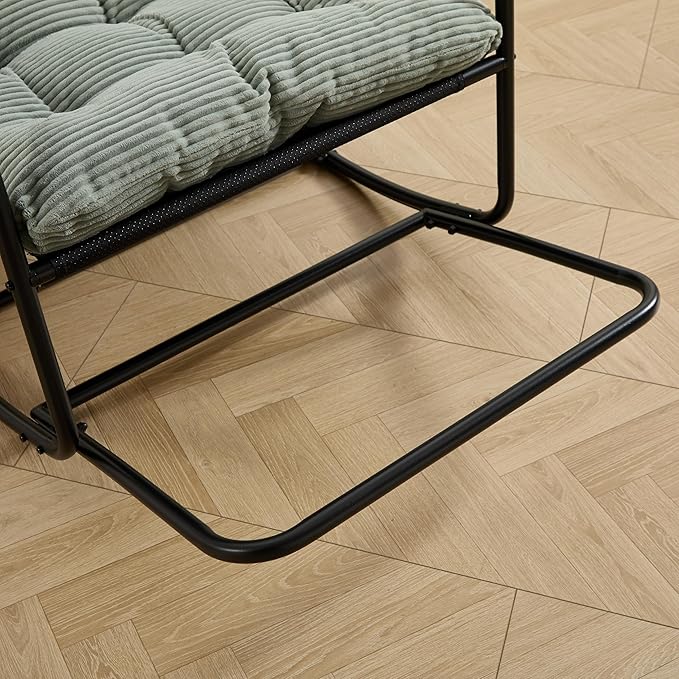 Rocking Chair with Foot Rest, Outdoor Indoor Rocking Lounge Chair with Cushion, Comfortable Patio Rocker Chairs for Patio, Porch, Garden, Living Room, Reading, Metal Frame, Light Green