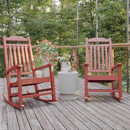 Flash Furniture Set of 2 Winston All-Weather Rocking Chair in Red Faux Wood
