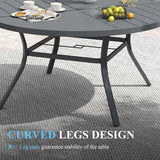 VICLLAX 53" Round Patio Table with Umbrella Hole, All Weather Metal Outdoor Dining Table for 6-8 - Photo 5
