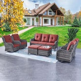 Rilyson Patio Furniture Swivel Chairs Set - 7 Piece Wicker Rattan Outdoor Sectional Conversation Sets with 4 Swivel - Photo 8