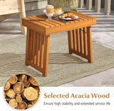 Tangkula Patio Foldable Side Table, Outdoor Folding Acacia Wood Coffee Table w/Slatted Tabletop - Photo 6
