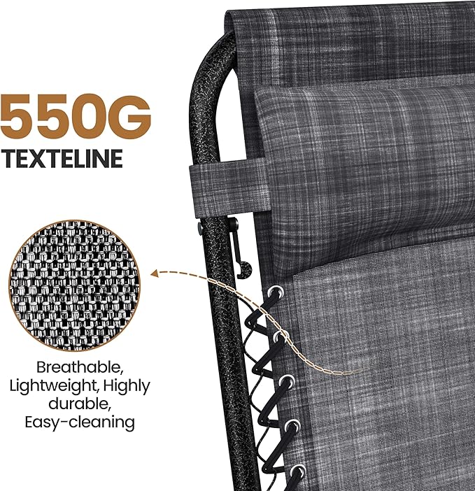 Yaheetech Zero Gravity Recliners Outdoor Adjustable Folding Reclining Lounge Chairs w/Pillows - Photo 5