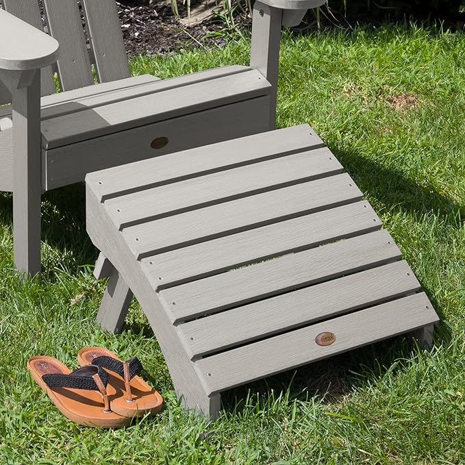 highwood Classic Westport Adirondack Chair with Ottoman, Harbor Gray