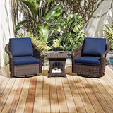 Outdoor Wicker 360 Degree Swivel Glider Rocker Chairs Set of 2 with Cat House Side Table - Photo 8