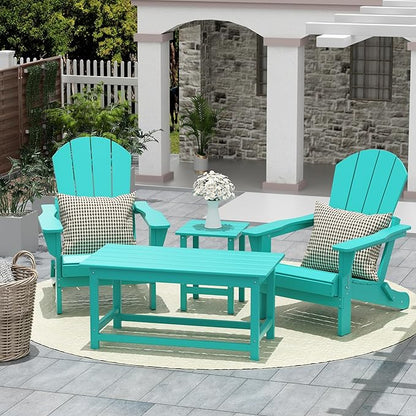 WO WESTIN OUTDOOR HDPE Laguna Outdoor Poly Adirondack Coffee Table, Turquoise