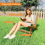 Tangkula Patio Teak Wood Chair Set of 4, Outdoor Mid-Century Accent Chair with Nylon Webbing Seat & Back, for Backyard - Photo 8