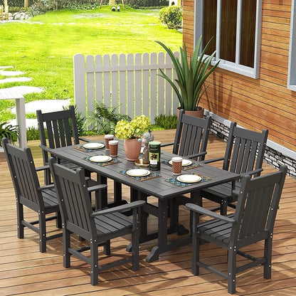 WestinTrends Malibu Classic Outdoor Dining Chairs with Arms, All Weather Poly Lumber Adirondack Patio Chairs Restaurant Bistro Chairs Support 350 LBS, Arched Backrest and Curved Seat, Gray