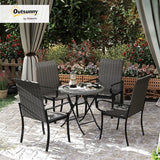 Outsunny Set of 4 Outdoor Wicker Dining Chairs, All-Weather Rattan Armchairs with Armrests, Steel Frame - Photo 2