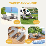 Yaheetech 22.4" Outdoor Folding Tanning Chair, Chaise Lounge Chairs with 5 Back Position Adjustable - Photo 7