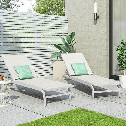 Outdoor Chaise Lounge (Set of 2) (White)