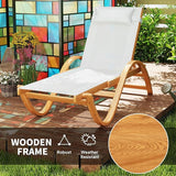 Outsunny Larch Wood Lounge Chair, 4-Level Adjustable Tanning Chair, Full Flat Patio Lounger with Mesh Seat - Photo 7