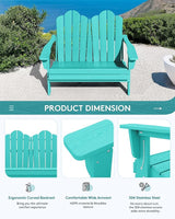 SERWALL Folding Adirondack Bench, HDPE All-Weather Adirondack Loveseat, 660 lbs Capacity - Photo 6