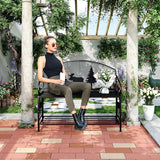 HavenlyYouth Outdoor Bench, Garden Bench with Backrest and Armrests, Patio Bench with Forest Series Pattern - Photo 4