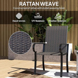 Outsunny Set of 4 Outdoor Wicker Dining Chairs, All-Weather Rattan Armchairs with Armrests, Steel Frame - Photo 4