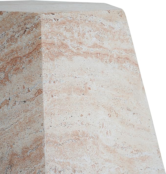 Outdoor Side Table Faux Marble End Table Faux Stone Side Tables Travertine Small Coffee Tables for Indoor Outdoor, Garden Stool Plant Stand for Porch, Backyard Patio, Hexagonal