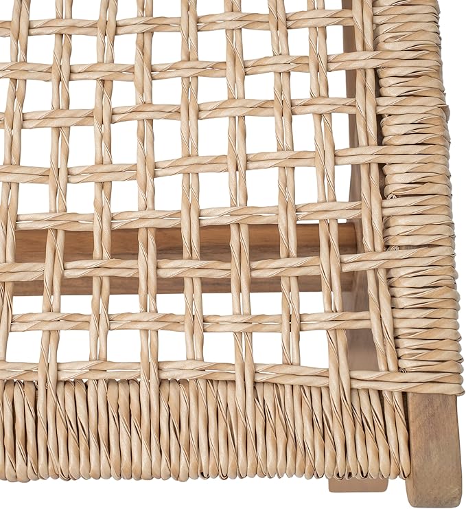 Scott Living Amalfi Acacia Wood Chaise Lounge Chair Outdoor, Wicker Patio Chaise Lounge, Outdoor Sun Lounger, Poolside Seating, Light Teak