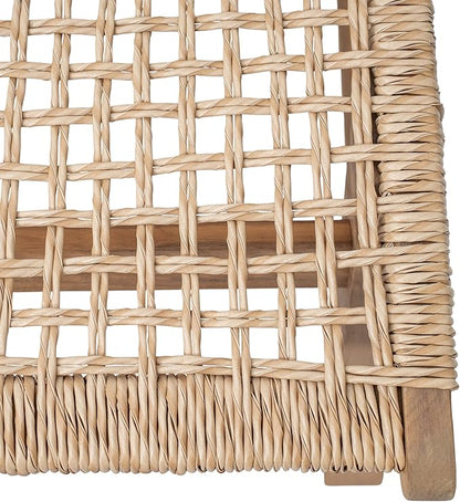 Scott Living Amalfi Acacia Wood Chaise Lounge Chair Outdoor, Wicker Patio Chaise Lounge, Outdoor Sun Lounger, Poolside Seating, Light Teak