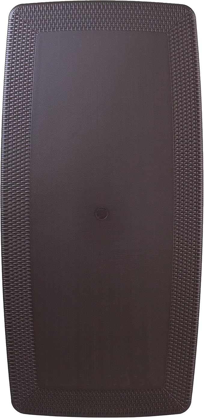 Flash Furniture Elon 5.62-Foot Brown Rattan Indoor-Outdoor Plastic Folding Table with Umbrella Hole - Photo 2