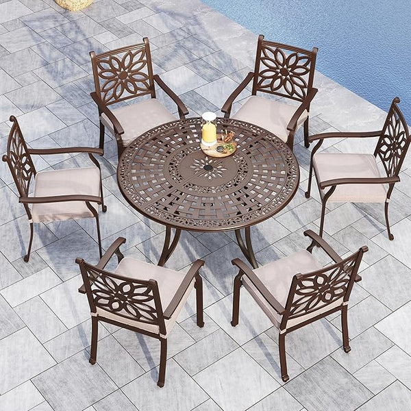 Sophia & William 7 Pieces Cast Aluminium Patio Dining Furniture Set for 6 - Photo 1