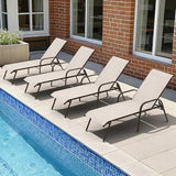 Crestlive Outdoor Chaise Lounge Chair, 5-Position Pool Lounge Chairs with Armrests Sunbathing Recliner for Patio, Beach - Photo 8