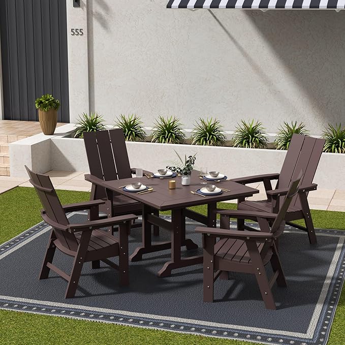 WestinTrends Ashore Outdoor Patio HDPE Plastic Modern Adirondack Dining Chair Dark Brown