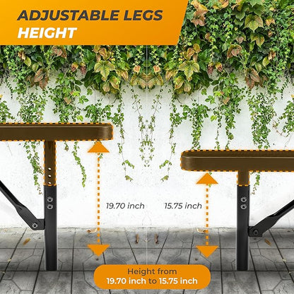 Heavy-Duty Outdoor Metal Bench, Thermoplastic-Coated, Inground, Weatherproof, Commercial-Grade for Parks, Gardens, Patios, Stores & More (6 Ft - Inground, Black)