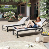 Crestlive Products Pool Lounge Chair Outdoor Set of 2, Chaise Lounge Chairs, Adjustable Five-Position Tanning Recliner - Photo 8