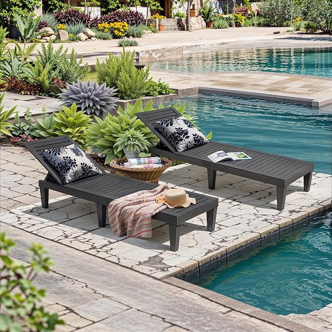 Outdoor Chaise Lounge Chair Set of 2, Lightweight Patio Chairs, Waterproof Lawn Chairs Lounge Outdoor - Photo 6