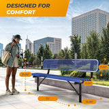 Heavy-Duty Outdoor Metal Bench, Thermoplastic-Coated, Inground, Weatherproof, Commercial-Grade for Parks, Gardens - Photo 4