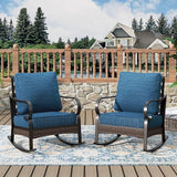 Patio Rocking Chairs Set of 2, Outdoor Sofa Chairs with Deep Seating and 5.75" Cushions - Photo 1