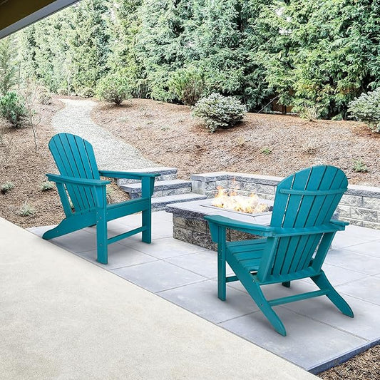 UV Protected HDPE Indoor and Outdoor Adirondack Plastic Lounge Patio Porch Deck Beach Chair for Kids and Adults, Turquoise