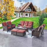 Rilyson Wicker Patio Furniture Chairs Set - 8 Piece Rattan Outdoor Patio Sectional Conversation Sets with 1 Sofa - Photo 1