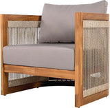 Merax Acacia Wood Outdoor Club Chair, Woven Rope Accents Design, Wooden Patio Accent Chair - Photo 3