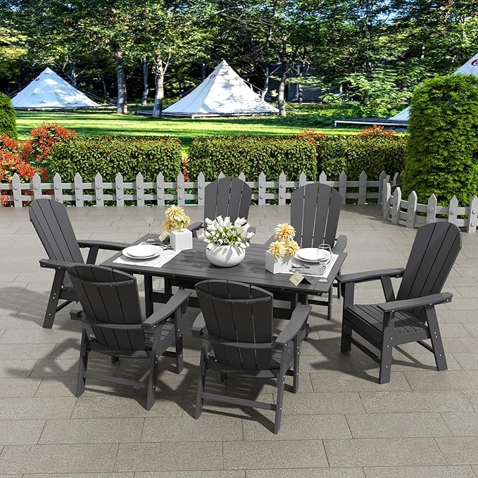 WestinTrends Malibu Outdoor Patio HDPE Plastic Adirondack Dining Chair Gray