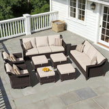 8 Pieces Patio Conversation Furniture Set - 2 Sofas, 4 Ottomans, 2 Swivel Chairs, 1 Side Table - Photo 6
