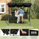 RELAX4LIFE 3-Person Porch Swing Chair - Outdoor Swing w/Adjustable Canopy, Removable Cushion & Metal Frame Stand - Photo 6
