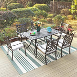 Sophia & William 2 Pieces Cast Aluminium Patio Dining Chairs Bronze with Cushions - Photo 8