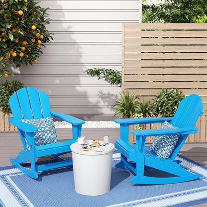 WestinTrends Malibu 2 Piece Set Outdoor/Patio Poly Adirondack Rocking Chairs (2 Seater), Pacific Blue
