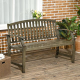 46" Outdoor Garden Bench, Metal Bench, Wood Look Slatted Frame Furniture for Patio, Park, Porch, Lawn, Yard, Deck, Black - Photo 2