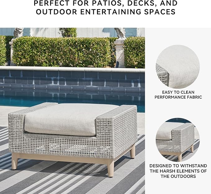 Signature Design by Ashley Seton Creek Casual Nuvella Weather Resistant Fabric Outdoor Ottoman with Cushion - Photo 5