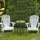 Party Zealot 2 Packs Metal Floral Round Side Table 13.2" Small Outdoor Patio Round Accent Coffee Tables Indoor Corner - Photo 2