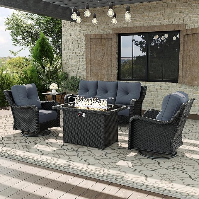5 Piece Patio Furniture Set with Fire Pit Table - Photo 1