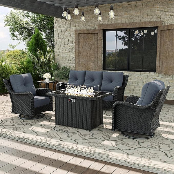 5 Piece Patio Furniture Set with Fire Pit Table - Photo 1