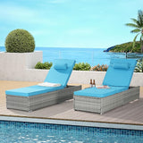 Outdoor Chaise Lounge Chair Set of 2 Wicker Pool Lounge Chairs Tanning Lounges for Outside Lawn Sunbathing Chairs with - Photo 7