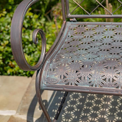 Classic Iron Garden Bench with Nature Scenery (Howling Wolf Backrest in Bronze)