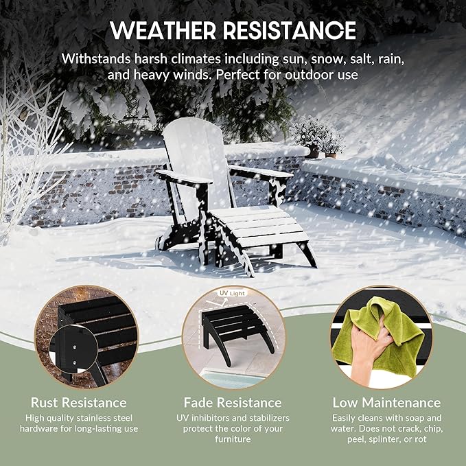 WestinTrends Outdoor Patio Adirondack Ottoman Foot Rest, All Weather Poly Lumber Foot Stool for Adirondack Chair, Widely Used for Outside Porch Pool Lawn Backyard, Sand