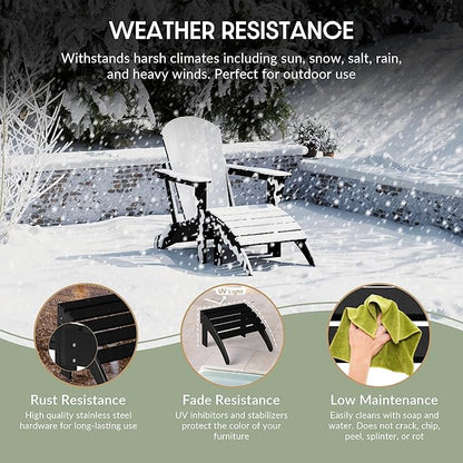 WestinTrends Outdoor Patio Adirondack Ottoman Foot Rest, All Weather Poly Lumber Foot Stool for Adirondack Chair, Widely Used for Outside Porch Pool Lawn Backyard, Sand