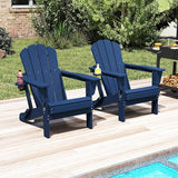 Domi Folding Adirondack Chair Set of 2, HDPE All-Weather Adirondack Chairs with Cup Holder - Photo 2